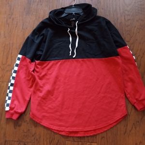 NEW Justify LARGE Color block NASCAR Hoodie.Pit to Pit 22"Length 28"Sleeve 18